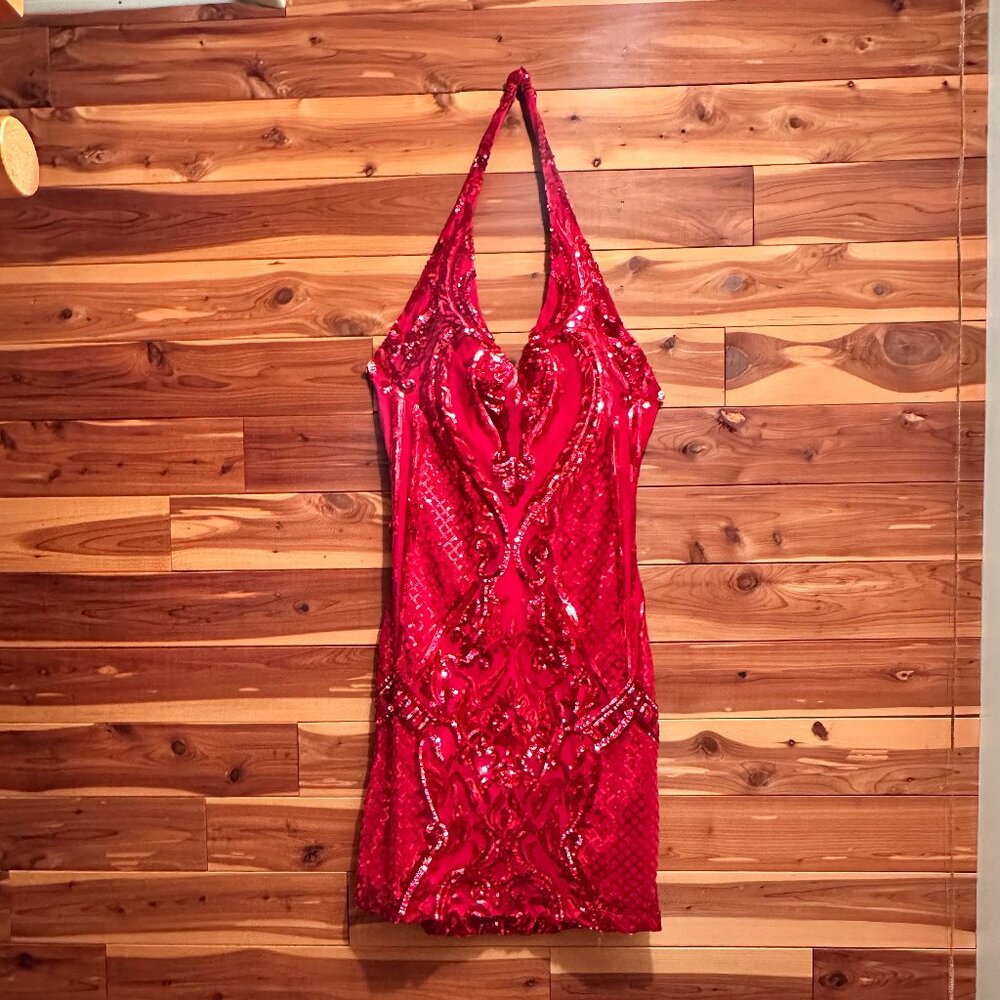 Sequined Halter Dress